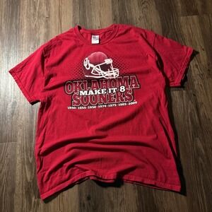 Oklahoma Sooners Make It 8 College Football T-Shirt Gildan Red Large L